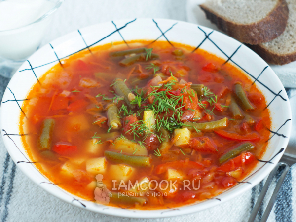 Суп со стручковой фасолью и болгарским перцем, рецепт с фото