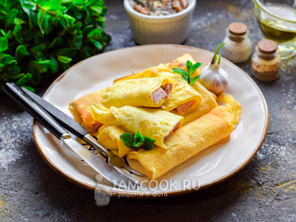 Яичные блины с бужениной, рецепт с фото