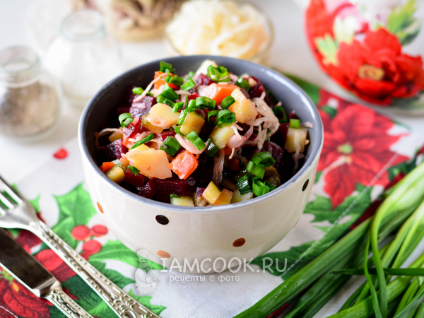 Винегрет с зеленым луком (постный), рецепт с фото