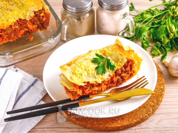 Ленивая лазанья из лаваша с фаршем, рецепт с фото