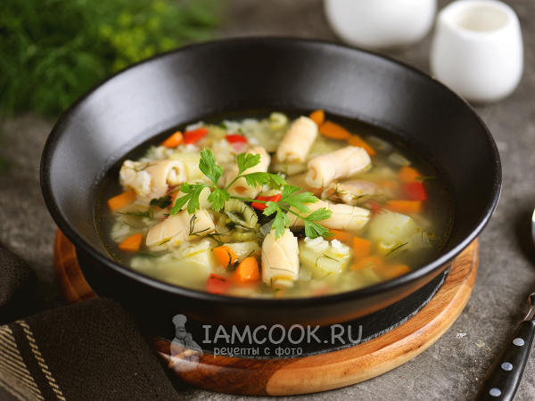 Суп с кальмаром, рецепт с фото