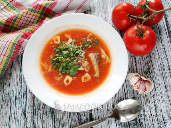 Томатный суп из скумбрии, рецепт с фото