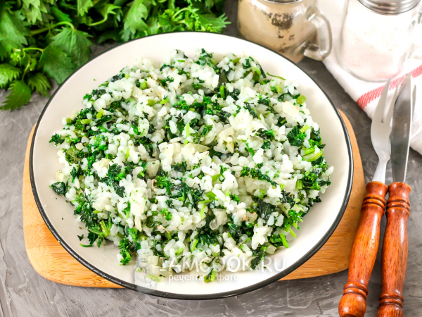 Крапива с рисом, рецепт с фото