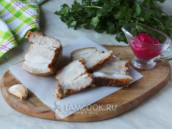 Вареная свиная грудинка в пакете, рецепт с фото