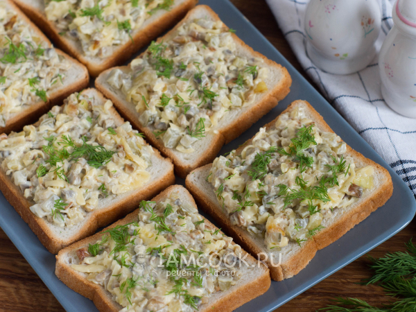 Бутерброды с шампиньонами и сыром, рецепт с фото