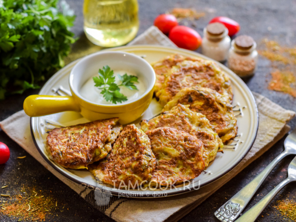 Оладьи из кабачков и баклажанов, рецепт с фото