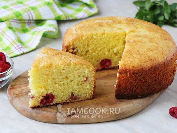 Манник с малиной на кефире, рецепт с фото