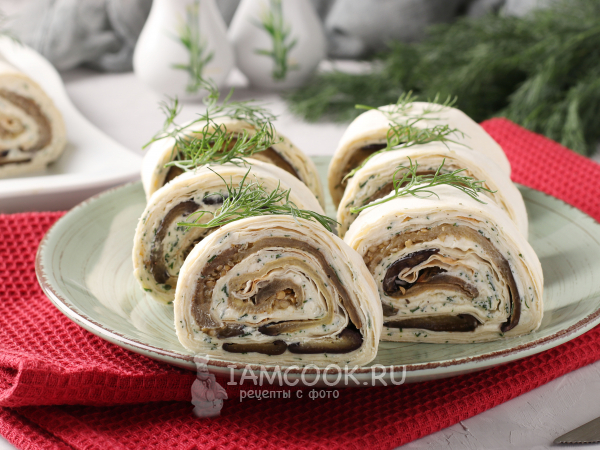 Рулет из лаваша с баклажанами, рецепт с фото