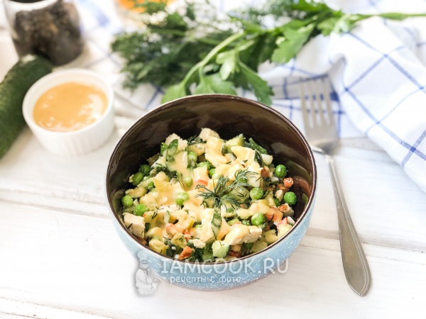 Летний «Оливье» с домашним майонезом, рецепт с фото