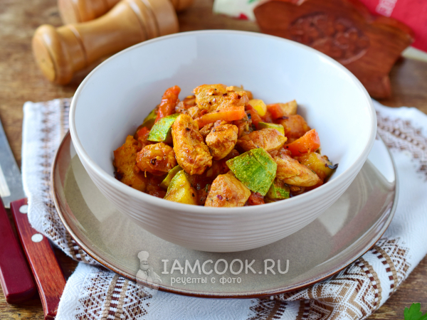 Рагу из индейки и кабачков, рецепт с фото