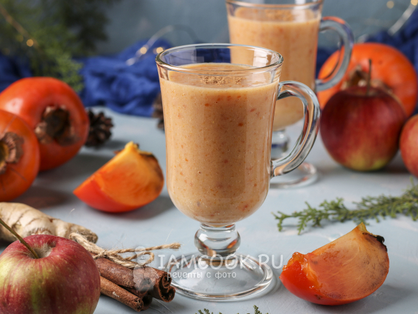 Смузи с хурмой, яблоками и пряностями, рецепт с фото