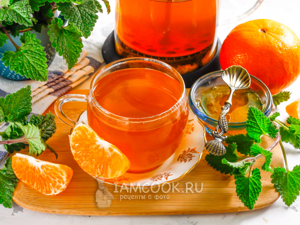 Мандариновый чай с имбирем, мятой и медом, рецепт с фото