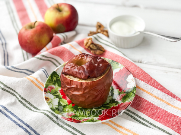 Яблоко, фаршированное творогом и овсянкой, в духовке, рецепт с фото