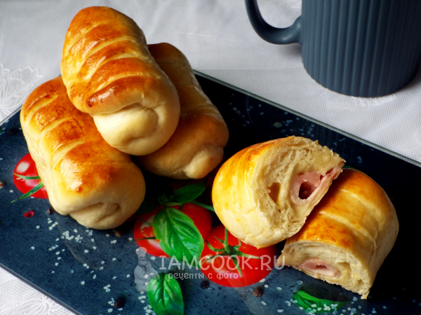 Булочки с ветчиной и сыром, рецепт с фото