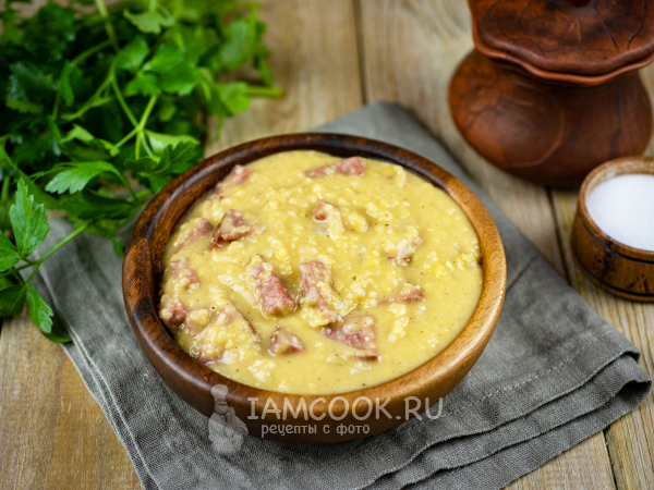 Гороховая каша с колбасой, рецепт с фото