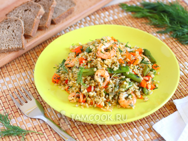 Булгур с креветками, рецепт с фото