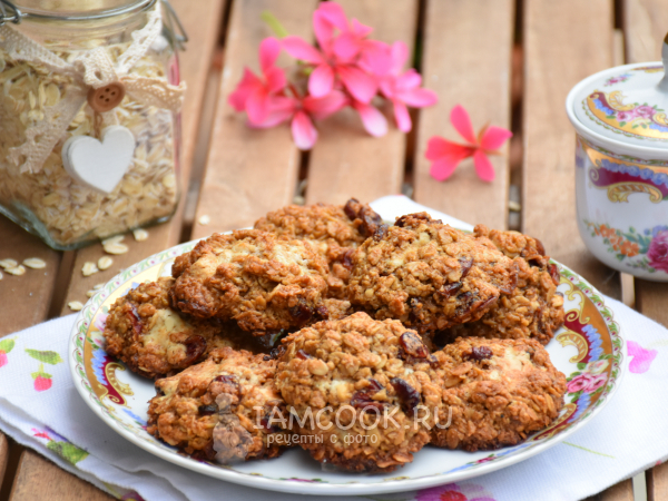 Овсяное печенье с клюквой и шоколадом, рецепт с фото