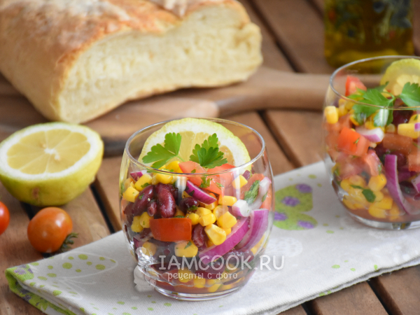 Мексиканский салат с фасолью и кукурузой, рецепт с фото