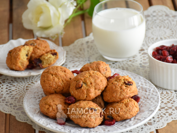 Овсяное печенье с клюквой, рецепт с фото
