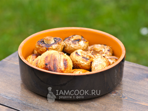 Шампиньоны в майонезе и соевом соусе на гриле, рецепт с фото