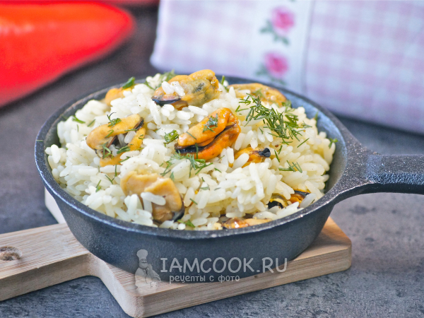 Рис с мидиями, рецепт с фото