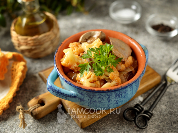 Печень кролика с цветной капустой на сковороде, рецепт с фото