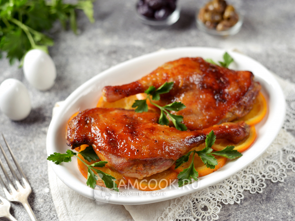 Утиные ножки с апельсинами в духовке, рецепт с фото