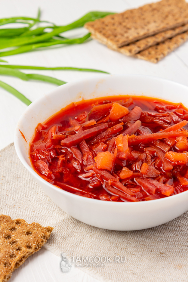 Постный борщ с квашеной капустой