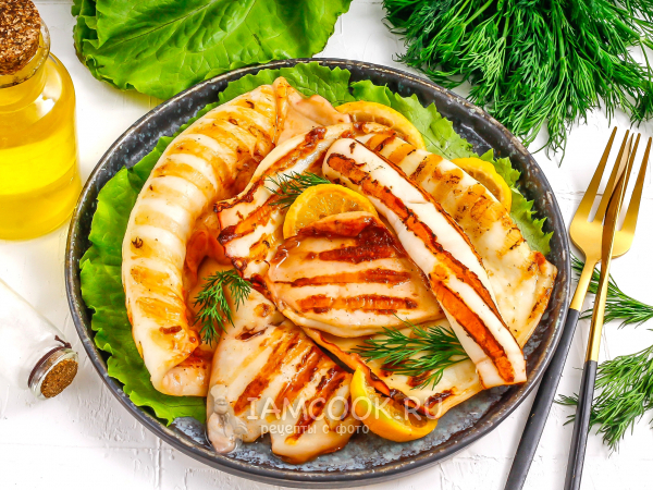 Кальмары на электрогриле, рецепт с фото