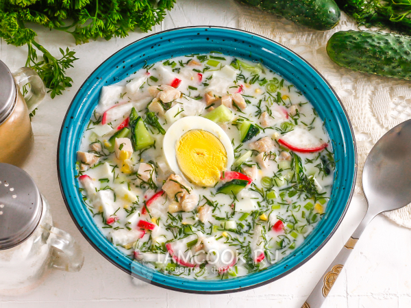 ПП окрошка на кефире, рецепт с фото