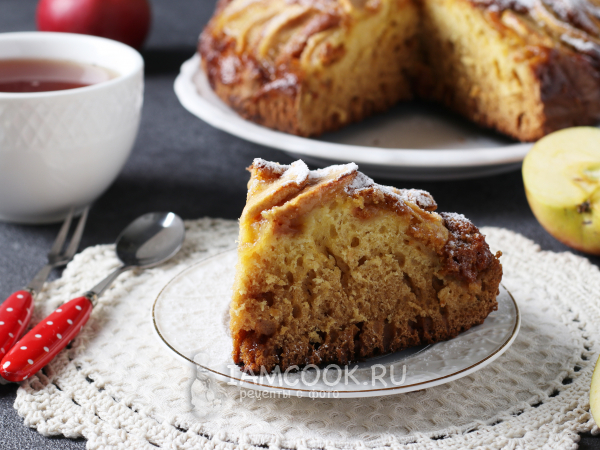 Шарлотка на кислом молоке с яблоками, рецепт с фото