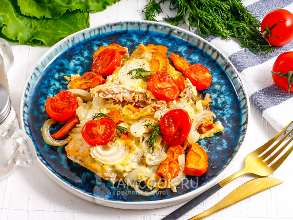 Кижуч с овощами в духовке, рецепт с фото