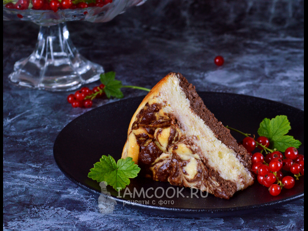 Мраморный творожно-кофейный пирог, рецепт с фото