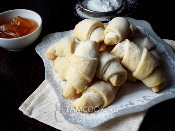 Постные рогалики (на минеральной воде, с повидлом), рецепт с фото