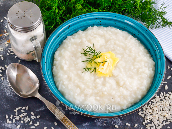 Вязкая рисовая каша на воде, рецепт с фото