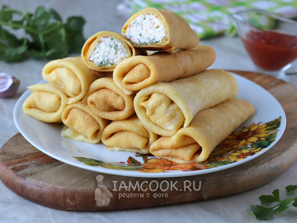 Блины с плавленым сыром, рецепт с фото