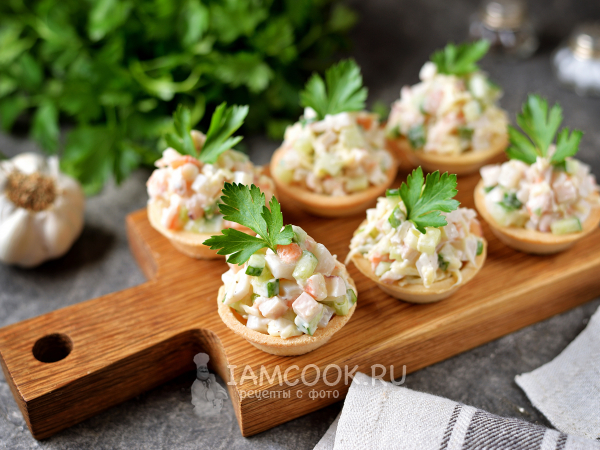 Тарталетки с креветками и кальмарами, рецепт с фото