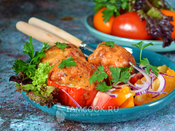 Фаршированные кольца перца, рецепт с фото