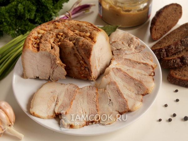 Буженина из свиной грудинки (вареная), рецепт с фото