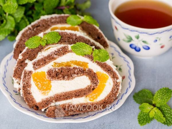 Бисквитный рулет на кефире, рецепт с фото