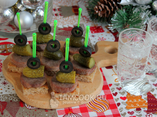 Канапе с языком (говяжьим), рецепт с фото