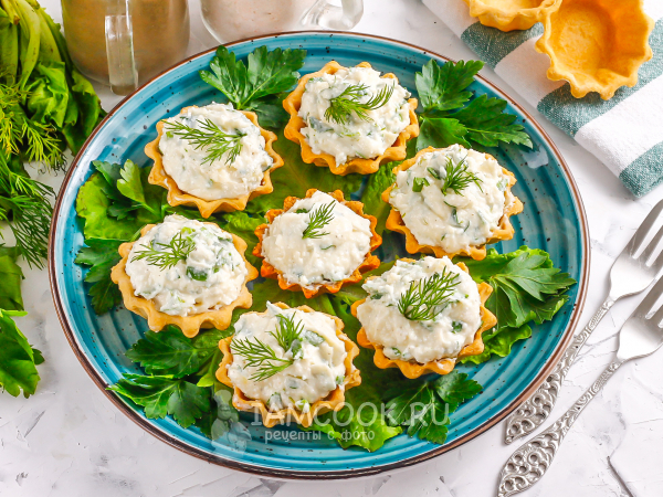 Тарталетки с творожным сыром и зеленью, рецепт с фото
