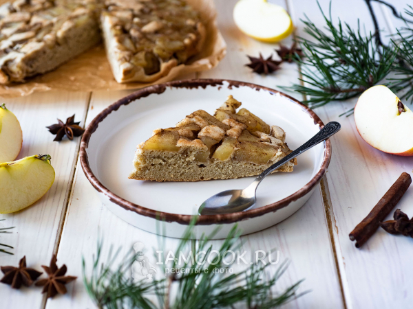 ПП шарлотка с яблоками из овсяной муки, рецепт с фото