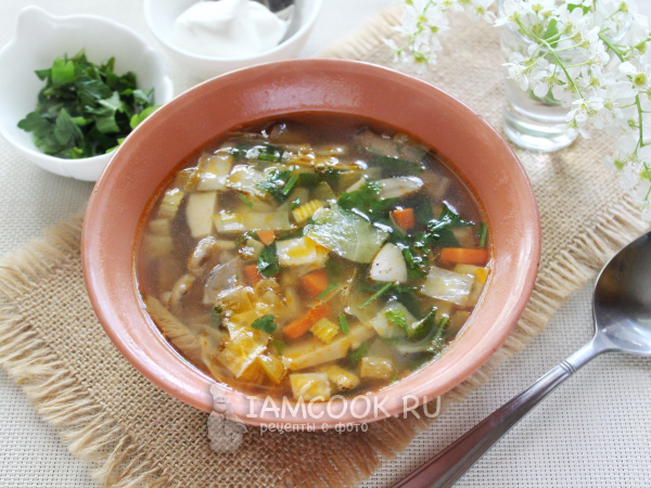 Щи с солеными грибами и свежей капустой, рецепт с фото