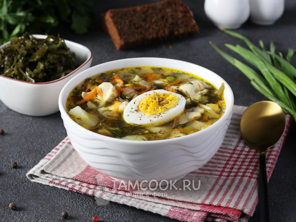Суп с морской капустой и курицей, рецепт с фото
