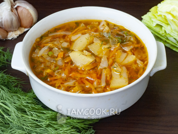 Вегетарианские щи из свежей капусты, рецепт с фото