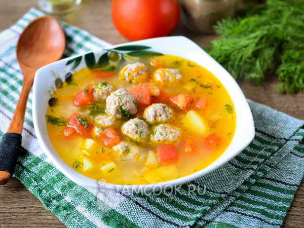 Суп с фрикадельками и помидорами, рецепт с фото