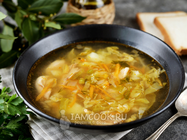 Щи с зеленым горошком (консервированным), рецепт с фото