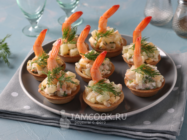 Тарталетки с креветками и ананасом, рецепт с фото