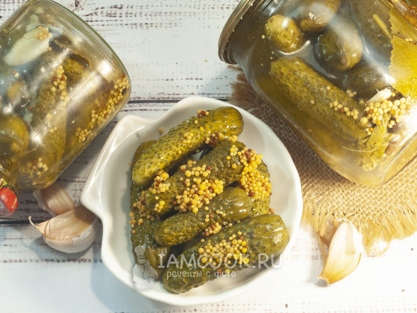 Маринованные огурцы с французской горчицей на зиму, рецепт с фото